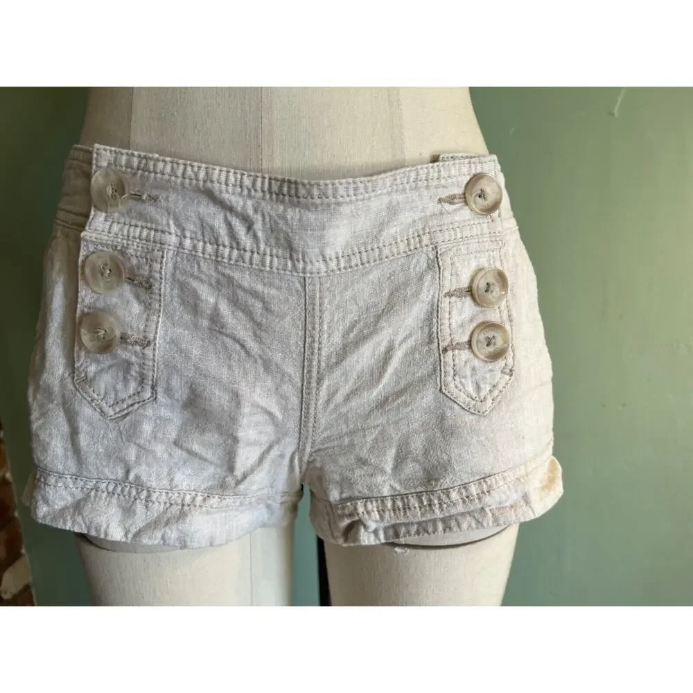 Express Womens Size 2 Beige Casual Linen Shorts - Picture 1 of 3